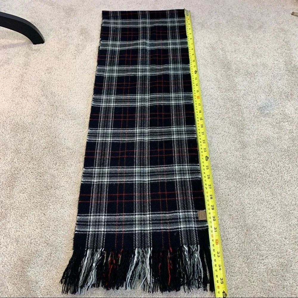 ROOTS Black red gray white striped plaid check unisex fall winter warm scarf 💥